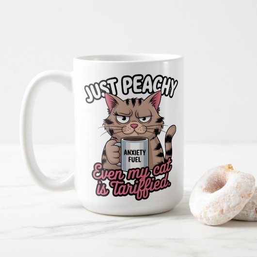 ピーチ色の憂鬱 猫とコーヒーのギフト コーヒーマグカップ (ドーナツ)