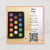 ピーチ色のQRコード アーティスト・家庭教師・教育者・アート教師 スクエア名刺 (正面)
