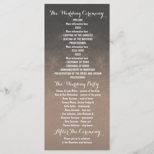 ピーチ色彩の鮮やかメイソンの瓶の結婚式プログラム プログラム (裏面)