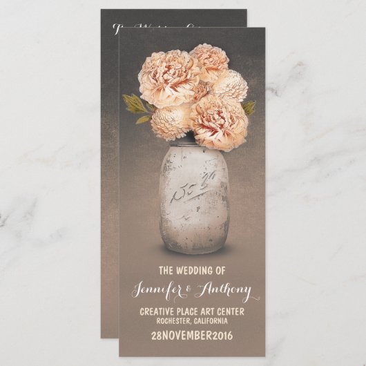 ピーチ色彩の鮮やかメイソンの瓶の結婚式プログラム プログラム (正面/裏面)