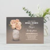 ピーチ色彩の鮮やかメイソンの瓶素朴なブライダルシャワー 招待状 (スタンド正面)