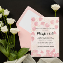 ピーチ花びら&クリーム婚約パーティ招待状