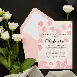 ピーチ花びら&クリーム婚約パーティ招待状 招待状