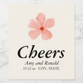 ピーチ花模様結婚ズ ワインラベル (シングルラベル)