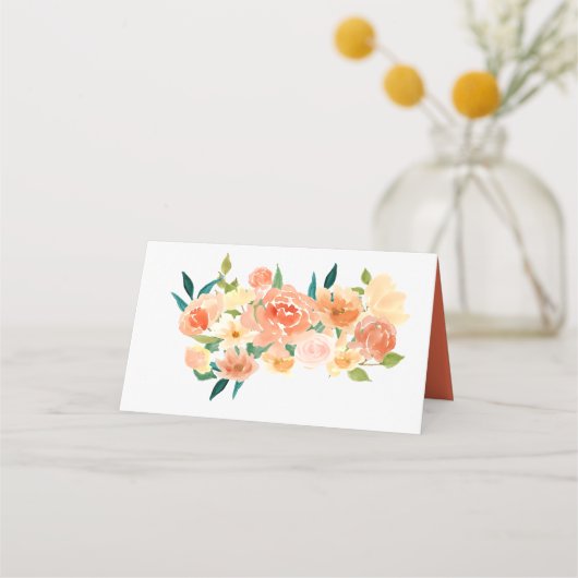 ピーチ花模様 |の結婚座席表 プレイスカード (裏面)