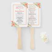 ピーチ花模様 |結婚式 プログラム ハンドファン (正面&裏面)