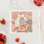 ピーチ薄紫結婚フローラ スタンダードカクテルナプキン (インサイチュ)