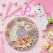 ピーチ薄紫結婚フローラ ペーパープレート (パーティー)