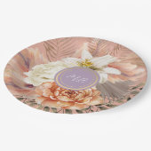 ピーチ薄紫結婚フローラ ペーパープレート (アングル)