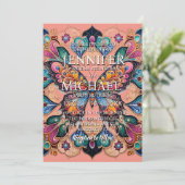 ピーチ蝶クラシック結婚式招待状 招待状 (スタンド正面)