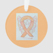 ピーチ認識度リボンエンジェルカスタマイズオーナメント オーナメント (正面)