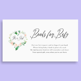 ピーチ赤ちゃんシャワー用の女の子の本 エンクロージャーカード