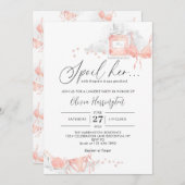 ピーチ赤面は彼女のランジェリーブライダルシャワーを台無し 招待状 (正面/裏面)