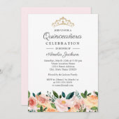 ピーチ赤面ウォーターカラーフローラキンセアニェラ 招待状 (正面/裏面)