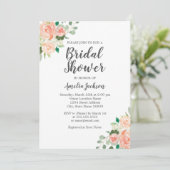 ピーチ赤面ウォーターカラーフローラブライダルシャワー 招待状 (スタンド正面)