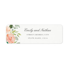ピーチ赤面ウォーターカラーフローラ差出人住所ラベル ラベル