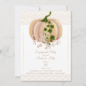 ピーチ赤面カボチャ秋インラブ婚約パーティ 招待状 (正面)