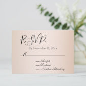 ピーチ赤面クリームウェディングRSVP エンクロージャーカード (スタンド正面)
