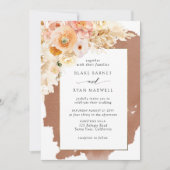 ピーチ赤面クリームテラコッタ結婚フローラズイン 招待状 (正面)