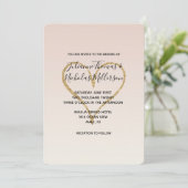 ピーチ赤面グラデーション金ゴールドグリジーハート 招待状 (スタンド正面)