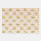 ピーチ赤面グラデーション金ゴールドグリッジハート ラッピングペーパーシート (正面3)