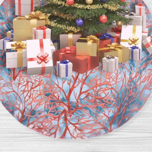 ピーチ赤面コーラルインディゴシボリコースタルクリスマス ブラッシュドポリエステルツリースカート