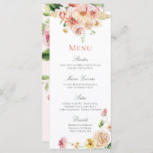 ピーチ赤面サマーフローラロマンチックブライダルシャワー メニュー (正面/裏面)