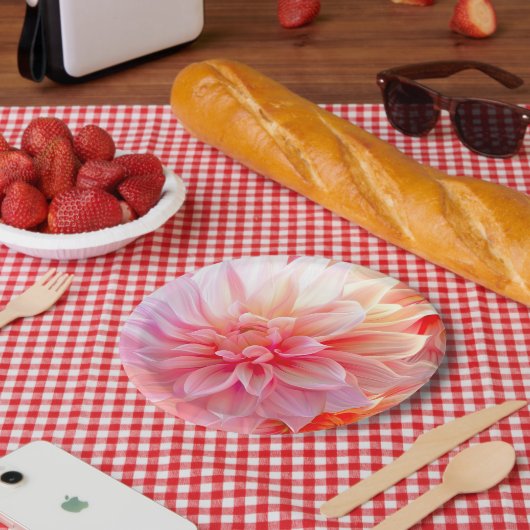 ピーチ赤面ダリアブロッサム ペーパープレート (ピクニック)