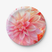 ピーチ赤面ダリアブロッサム ペーパープレート (正面)