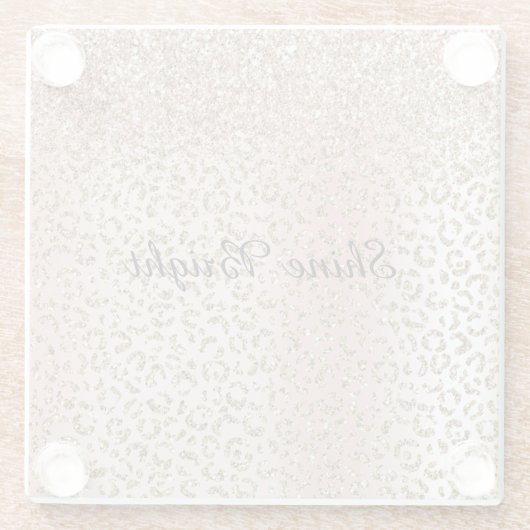 ピーチ赤面バラ金ゴールドグリッターヒョウ印刷 ガラスコースター (裏面)