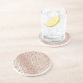 ピーチ赤面バラ金ゴールドグリッターヒョウ印刷 コースター (側面)