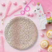 ピーチ赤面バラ金ゴールドグリッターヒョウ印刷 ペーパープレート (パーティー)