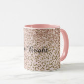 ピーチ赤面バラ金ゴールドグリッターヒョウ印刷 マグカップ (正面右)