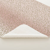 ピーチ赤面バラ金ゴールドグリッターヒョウ シェルパブランケット (3/4)