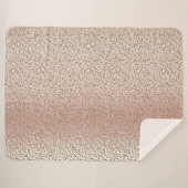 ピーチ赤面バラ金ゴールドグリッターヒョウ シェルパブランケット (正面(横))