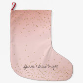ピーチ赤面ピンクグラデーション金ゴールドグリッター紙吹雪       ラージクリスマスストッキング (正面)