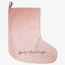 ピーチ赤面ピンクグラデーション金ゴールドグリッター紙吹雪       ラージクリスマスストッキング