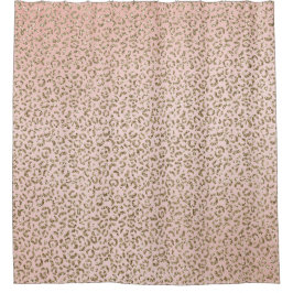 ピーチ赤面ピンクグリッター金ゴールドレオパードプリント     シャワーカーテン