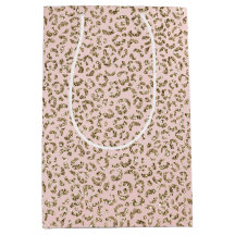 ピーチ赤面ピンクグリッター金ゴールドレオパードプリント      