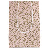 ピーチ赤面ピンクグリッター金ゴールドレオパードプリント       ミディアムペーパーバッグ (裏面)