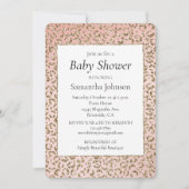 ピーチ赤面ピンクグリッター金ゴールドレオパードプリント 招待状 (正面)