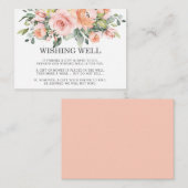 ピーチ赤面ピンクフローラズ結婚ウィッシングウェル エンクロージャーカード (正面/裏面)