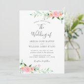 ピーチ赤面フローラウォーターカラー結婚式招待状 招待状 (スタンド正面)