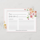 ピーチ赤面フローラブライダルシャワーレシピカード (正面/裏面)