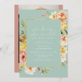 ピーチ赤面フローラミントガーデンフォトディスタンスメント 招待状