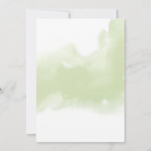 ピーチ赤面フローラ、グリーンウォーター色シック結婚ズ 招待状 (裏面)