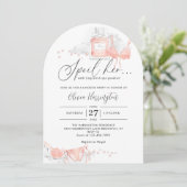 ピーチ赤面ワガサガサザランジェリーブライダルシャワーアーチ 招待状 (スタンド正面)