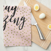 ピーチ赤面金ゴールド感動的アメージング キッチンタオル (四つ折り)