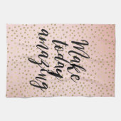 ピーチ赤面金ゴールド感動的アメージング キッチンタオル (横)