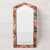 ピーチ赤面&ピンク素朴バラノディナー オールインワン招待状 (外側)